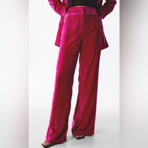 Crushed velvet wide leg pants